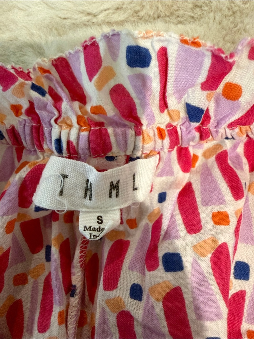 THML Pink Multi-Color Ruffle Sleeve Blouse. Size Small. - Picture 5 of 7